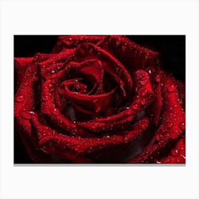 Red Rose With Water Droplets Canvas Print