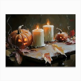 Pumpkins And Candles Canvas Print