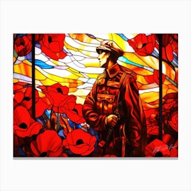 Soldier Reminiscing - Poppy Soldier Canvas Print