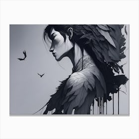 Woman With Feathers Canvas Print