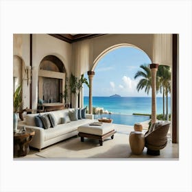 Living Room With Ocean View Canvas Print