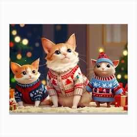 Christmas Cats 1 Canvas Print