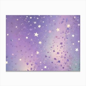 Sparkly Background With A Scattering Of Silver Stars On A Gradient Of Purple And Teal Canvas Print