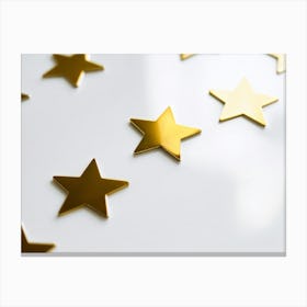 Five Point Scale Of Shiny Gold Star Ratings Glowing Against A Minimalist White Background Reflected (2) Canvas Print