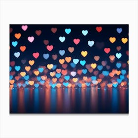 Abstract Image Of A Blurred Background With A Scattering Of Colorful Heart Shaped Lights Canvas Print