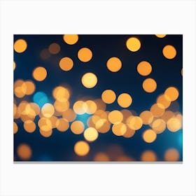 A Blurred Background Of Out Of Focus, Golden Circles Of Light Scattered Across A Dark Blue Backdrop Canvas Print