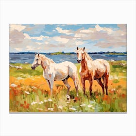 Horses Painting In Prince Edward Island, Canada, Landscape 4 Canvas Print