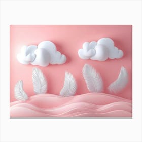 White Clouds And Feathers Canvas Print