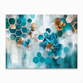 Abstract - Blue Hexagons Canvas Print