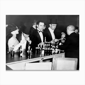 Prohibition, Black and White, Bar Cart Decor, Vintage Old Photo Canvas Print