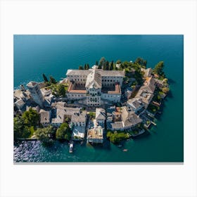 Summer drone shot.  San Giulia island in Italy. Canvas Print