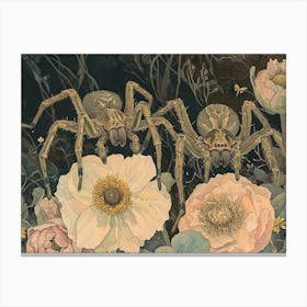 Floral Animal Illustration Spider 3 Canvas Print