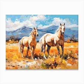 Horses Painting In Chile, Landscape 1 Canvas Print