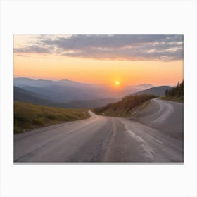 Road In The Mountains At Sunset 1 Canvas Print