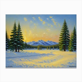 Winter's Peaceful Touch Sunset In The Mountains Canvas Print