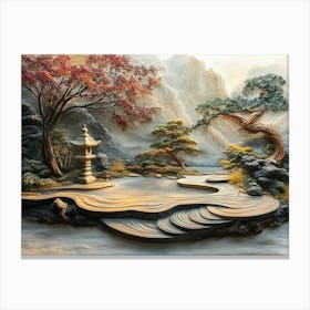 3d Serene Zen Garden Canvas Print