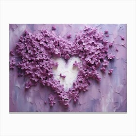 Heart Of Purple Flowers Canvas Print