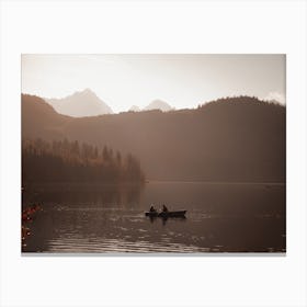 Canoe On Lake Scenery Canvas Print