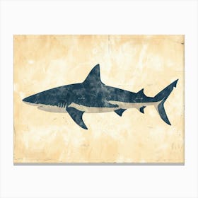 Blue Shark Grey Silhouette 7 Canvas Print
