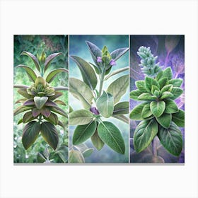 Collage Of Green Plants Canvas Print