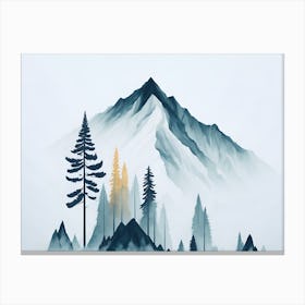 Mountain And Forest In Minimalist Watercolor Horizontal Composition 452 Canvas Print