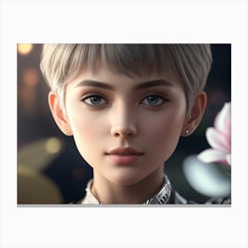 Pixie Cut Girl Canvas Print