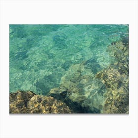 Clear, turquoise sea water and rocks Canvas Print