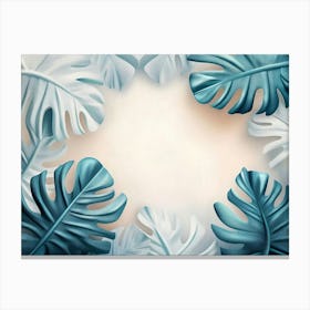 3d Featuring Hand Drawn Tropical Leaves and Abstract Art on a Light Background 1 Canvas Print