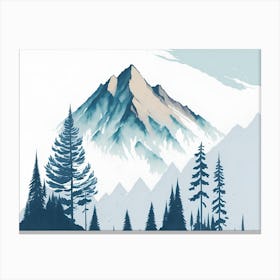 Mountain And Forest In Minimalist Watercolor Horizontal Composition 295 Canvas Print