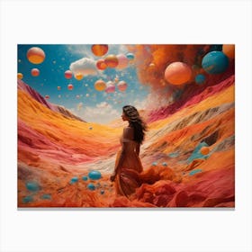 Woman In A Colorful Field Canvas Print