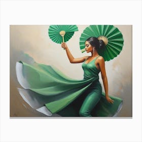 Woman In Green Canvas Print