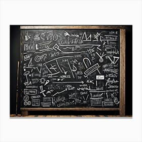 Blackboard With Abstract Graphics And Arrows Hand Drawn Lines Creating Realistic Textures Designs (3) Canvas Print