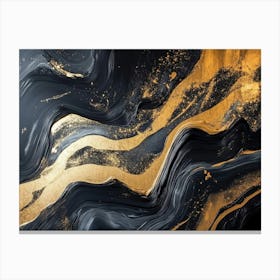 Abstract Golden and Black Shapes 1 Canvas Print