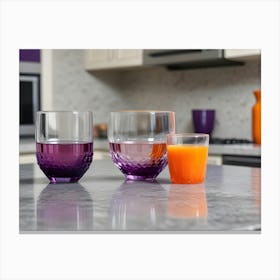 Close Up Of Three Glasses On A Countertop Canvas Print