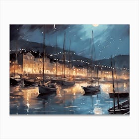 Night In The Harbor 1 Canvas Print