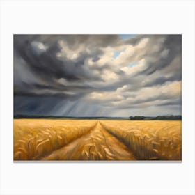 Stormy Wheat Field Abstract Canvas Print