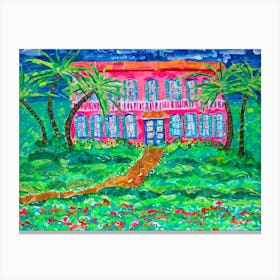 Tropical Pink House Canvas Print