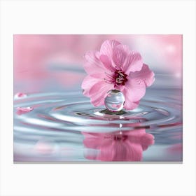 Pink Flower In Water Canvas Print