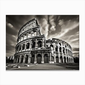 Black And White Photograph Of Ancient Roman Landmarks Colosseum Canvas Print
