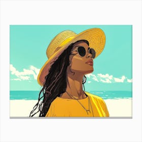 Illustration of an African American woman at the beach 6 Canvas Print