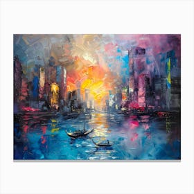 Sunset In The City abstract painting Canvas Print