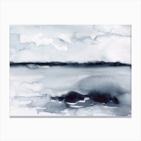 October Lake Watercolour Landscape Canvas Print