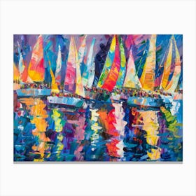 Sailboats At Night 1 Canvas Print