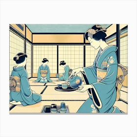 Geishas in Tea House - Drawing Canvas Print