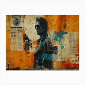 Analog Fusion: A Tapestry of Mixed Media Masterpieces Johnny Cash Canvas Print