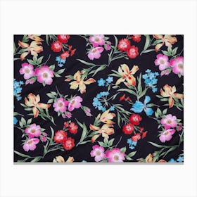 Black Floral Print Canvas Print