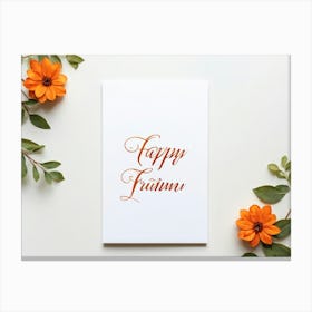 An Autumnal Thanksgiving Holiday Greeting Card In A Handwritten Calligraphy Design Vectorial Print (2) Canvas Print