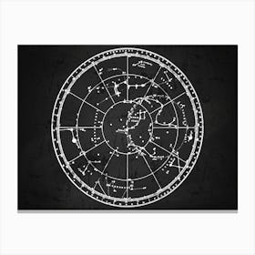 Horoscope - Star map blackboard, Zodiac map Canvas Print