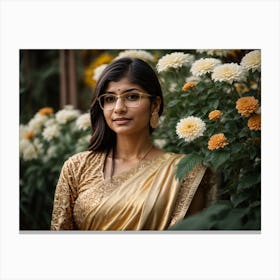 Beautiful woman in Golden Sari Canvas Print