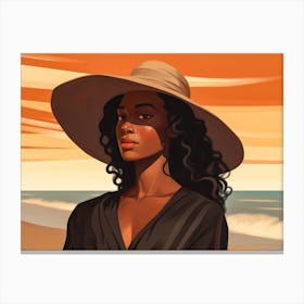 Illustration of an African American woman at the beach 58 Canvas Print